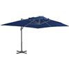 vidaXL AX Ombrellone Pensile 4x3x2.68m Girevole 360° Azzurro Base Croce Giardino 47003