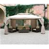 A.Capaldo Gazebo Alluminio 3x4 Sahara Con Teli Laterali Zanzariere Giardino Top Air Vent