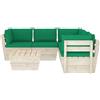 vidaXL AX Soggiorno 5 Divani Tavolo Pallet 13 Cuscini Verde Patio Abete Seduta 3063533