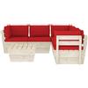 vidaXL AX Soggiorno 5 Divani Tavolo Pallet 13 Cuscini Rosso Patio Abete Seduta 3063534