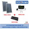 KIT FOTOVOLTAICO ISOLA SOLARE 12V INVERTER 5000W 2X PANNELLI 100W CONTROLLER 50A