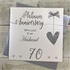 White Cotton Cards LLA70H - Biglietto d'auguri per 70° anniversario di matrimonio, fatto a mano, motivo: linee d'amore, colore: Bianco