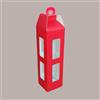 LUCGEL 10 Pz Scatola Astuccio Porta 1 Bottiglia 750 ml Olio Vino Cartoncino Rosso grafica effetto pelle a forma Lanterna 90x90H350mm