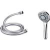 GRIFEMA Complento G804 Manopola Doccia Grande, Soffione Doccia Con 5 Modalita Spray & Complento-G852 Flessibile Doccia In Pvc (G1/2 Pollici, 150 Cm), Tubo Doccia Da Anti Torsione, Bianca/Cromo