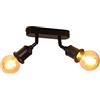 TWSXTE Plafoniera Nero, 2 Punti Girevoli, Presa E27, Max 60W, (Senza Lampadina)