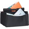 Relaxdays Cesto Portariviste, in Feltro HxLxP: 22 x 32 x 29 cm, 2 Scomparti, Manico, Stand Portagiornali Pieghevole Nero