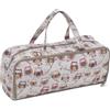 Hobby Gift Borsa Media per Maglia - Borsa Organiser per Uncinetto in 100% Cotone Morbido con Custodia per Ferri con Zip, Foro per Filato, Porta Filato e Doppi Manici - 13 x 45 x 18 cm, Gufi