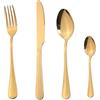 SIMEIXI Set di posate in acciaio inossidabile placcato in titanio, 8 pezzi di posate dorate, utilizzabili per 2 persone. (oro)