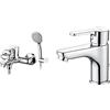 GRIFEMA Porto-G13003 Miscelatore Monocomando Esterno Per Vasca/Doccia Con Flessibile & Porto-G11003 Miscelatore Monocomando Per Lavabo Bagno, Rubinetto Da Bagno (G3/8 Pollici)