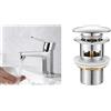 Ibergrif M11057 Star Miscelatore Monocomando Per Bagno, Rubinetto Per Lavabo, Cromo & Scarico Lavabo Bagno Universale Pop Up 1/4 '', Valvola Piletta Lavandino Click Clack, Con Troppopieno