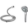 GRIFEMA Complento G804 Manopola Doccia Grande, Soffione Doccia Con 5 Modalita Spray, Argento/Cromo & G851-20 Flessibile Doccia Acciaio 2.0 M, Tubo Soffione Universale, Cromo, Argento