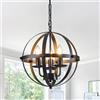Ganeed Lampada a sospensione Globo industriale Illuminazione a sospensione Lampadario vintage Apparecchio a soffitto sferico sospeso per cucina Isola Tavolo da pranzo Fattoria E14 Nero 3 luci