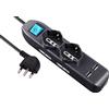 Electraline 62095 Multipresa 6 Posti 2 Polivalenti Schuko 4 Bivalenti 10/16A 2 Prese USB 2.1A -Cavo 1,5 M, Nero