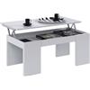 Fores Tavolino Da Salotto Con Piano Elevabile 50x100x43 Cm Bianco Lucido