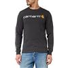 Carhartt T-Shirt Pesante, Vestibilità Comoda, Manica Lunga, Grafica Del Logo, Uomo, Blu (Navy), XXL