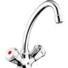 Cornat Sah1131, Miscelatore per Lavello a 2 Manopole, con Collo Regolabile, Bassa Pressione Cromato