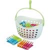 LAGUELLE de qualité LAGUELLE - Cesto con 48 mollette ANTISCIVOLO - Produzione francese - Cesto bianco - Pinze assortite (verde, blu, arancione, rosa)