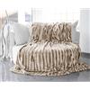 Brandsseller Kaufmann - Coperta in Pelliccia di Visone Sintetica Intrecciata, con 2 Strati Spessi, di qualità, Adatta Come copriletto, Plaid, Coperta per Il Soggiorno (Beige)
