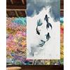 LIGICKY Tenda da porta giapponese in stile inchiostro giapponese noren cotone lino koi pesce stampato asiatico finestra trattamento appeso porta arazzo per sushi cucina casa decorazione 85 x 120 cm