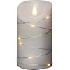 Konstsmide Candele a batteria 3D Living Light a batteria tremolante fiamma in movimento candela vera cera 4 o 8 ore funzione timer 21,5 x 10 cm bianco caldo