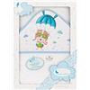 Interbaby Asciugamano con cappuccio per neonato PARACAIDISTA in bianco e blu - 560 g