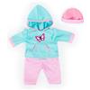 Bayer Design bambole 33-38cm, pantaloni, top e berretto, set, vestito con farfalla, Colore turchese, rosa, 83875AA