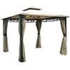 Gazebo 3x3 Struttura In Alluminio Moka Con Tende Laterali Moka Pergola Antivento