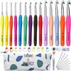 Totofy Uncinetti Set, 14 pz Ferri Uncinetto Ergonomici Manico Morbido Aghi di Crochet con Custodia，2mm-10mm Extra Lunghe Knit Needles, Regalo di Natale per Le Donne,Tool Set Kit per Ferri da Maglia…