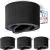 Linovum SMOL - Set di 4 faretti extra piatti, orientabili, colore nero opaco, rotondi, lampade da installazione sopra intonaco, diametro 80 mm, per moduli LED