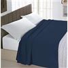 Italian Bed Linen Max Color Lenzuolo Sopra Tinta Unita, 100% Cotone, Singolo, Blu Scuro, 150 x 300 cm