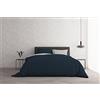Italian Bed Linen Set Copripiumino 100% Cotone Natural Color, Made in Italy - Parure Copri Piumino - Sacco Piumone 250x200 cm con Doppia Patella e Federe Cuscino, Matrimoniale, Blu Scuro/Grigio Chiaro