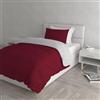 Italian Bed Linen Set Copripiumino 100% Cotone Natural Color, Made in Italy - Parure Copri Piumino - Sacco Piumone 150x200 cm con Doppia Patella e Federa Cuscino, Singolo, Bordeaux/Grigio Chiaro