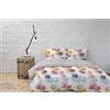 Italian Bed Linen Parure Copripiumino Watercolor, Wt02 Multicolore, 2 Posti, 100% cotone