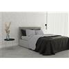 Italian Bed Linen SATIN Completo Letto in Raso Tinta Unita, 100% Cotone, Grigio Chiaro, 2 POSTI