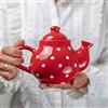 City to Cottage® Teiera per due persone per tè e tisane| Fatta a Mano in Ceramica | Fantasia a Pois Rosso e Bianco