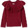 Amazon Essentials Maglione con Volant Morbido al Tatto Bambine e Ragazze, Rosso Lampone Shearling, 4 Anni