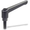 Ganter Normelemente Ganter Norm elementi regolabili leva di bloccaggio con filettatura, 1 pezzi, nero/strukturmatt, GN 300 - 92 M10 - 25-SW