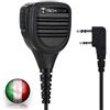 TechSide Microfono Altoparlante Impermeabile IP54 con PTT per Baofeng UV 5R, Radio Ricetrasmittente CB Midland Compatibile con 2 Pin Kenwood Radio Midland G10 G11 Clip 360° Jack 3.5mm walkie talkie
