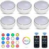 Bawoo Luci Armadio RGB LED Luce Notturna 6PCS Lampada Armadio Parete Lampada Adesiva Cordless Multicolore 2 Telecomando Vetrine Credenza Guardaroba Corridoio Cucina Casa-Bianco