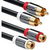 deleyCON 7,5m Cavo Prolunga Audio RCA Stereo - 2x Connettore a 2x Presa - Connettori Metallo Placcati Oro Nero