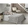 Textilia Douro 1 copriletto per Letto da 180 cm, 270 x 270 cm, Poliestere, Sfondo Bianco con Basso in Colore Beige