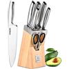 Svensbjerg ceppo portacoltelli da cucina di bambù e set di coltelli di molto affilati pezzi 5 acciaio inox con accenti lucido cromato con manico ergonomico
