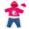 Bayer Design bambole 33-38cm, pantaloni, top e cappellino, set, vestito con leopardo, Colore rosa, bianco, jeans, 83878AA