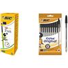 BIC 8209601 12 Portamine Matic Combos A Scatto & Penne Nere A Sfera, Cristal Original, Punta Media, 1 Mm, Confezione 10 Penne, Fornitura Per Cancelleria Scuola E Ufficio