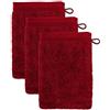 Möve Superwuschel - Set da 3 guanti da bagno, 15 x 20 cm, 100% cotone, colore rubino