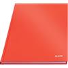 Leitz Quaderno a righe A4, 160 pagine, 80 fogli di carta certificata FSC da 80 g/m², copertina rigida robusta e antigraffio, per ufficio, scuola o come diario, serie Solid, rosso chiaro, 46650020
