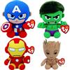 Marvel Set Peluche Supereroe TY in 4 Pezzi - 15 cm