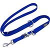 DDOXX Doppio Guinzaglio Addestramento per Cani, Cuccioli, Piccoli, Grandi e Gatti in Nylon, Regolabile in 3 Modi, 2m | Blu, S