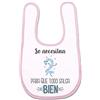 Supermolon 02475 - Si servono due per que todo salga ben, bavaglino per bebè con velcro, rosa pastello, unisex