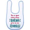 Supermolon 03458 -Ya se Que Estoy Molto Bueno Ma No Me Comas Bavaglino per bebè, con velcro, blu celeste, unisex